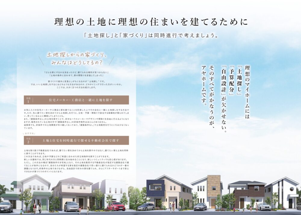 アヤホームカタログ「土地探し」のページ