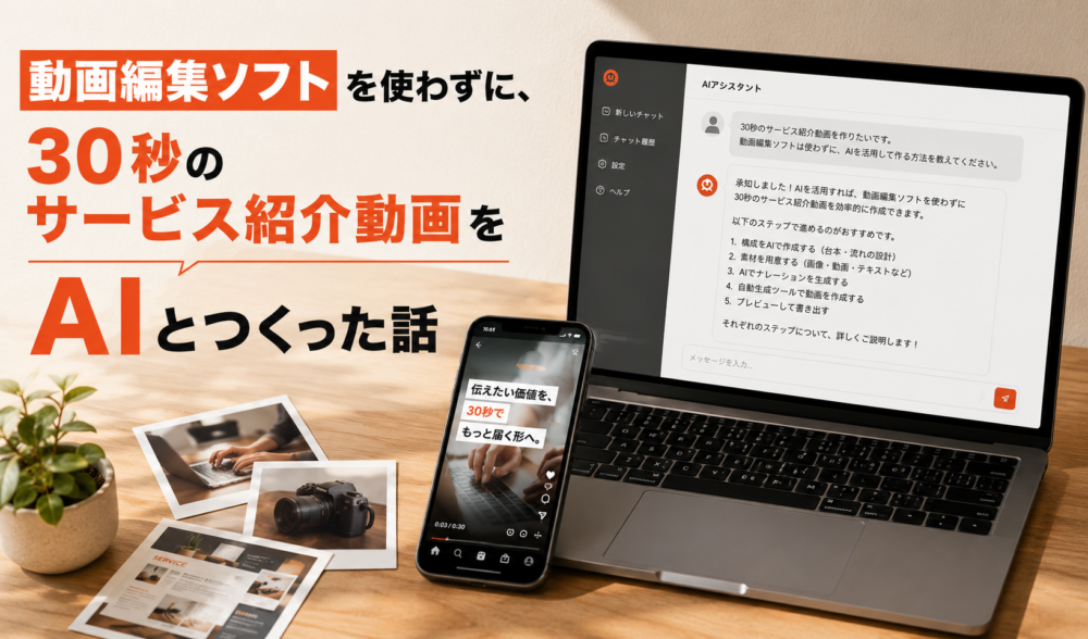 動画編集ソフトを使わずに、30秒のサービス紹介動画をAIとつくった話